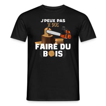 Bois Et Tronçonneuse Humour Papa - T-shirt homme - noir - Devant - AI Model Male 178 light (178cm)