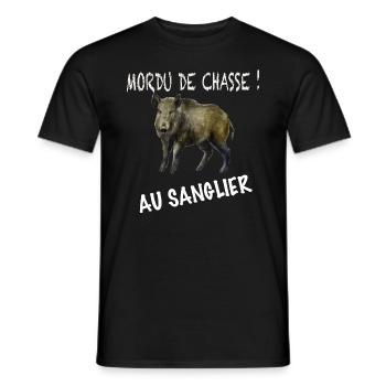 Mordu De Chasse Au Sanglier - T-shirt homme - noir - Devant - AI Model Male 178 light (178cm)