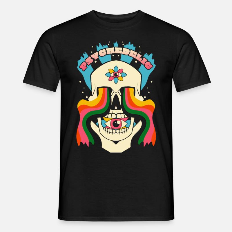Psychedelic Skull Psychedelic Graphic - Men’s T-shirt - black