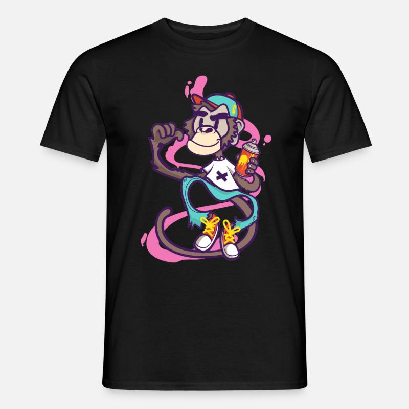 Graffiti monkey with spray can - Men’s T-shirt - black
