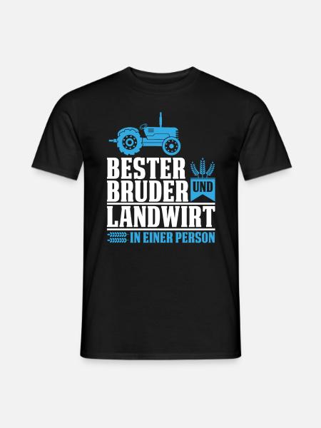 Bester Bruder und Landwirt der Welt Bauer Vatertag - Männer T-Shirt - Schwarz