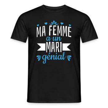 Ma Femme a un Mari génial Jour de mariage marié - Männer T-Shirt - Schwarz - Vorne - AI Model Male 178 light (178cm)