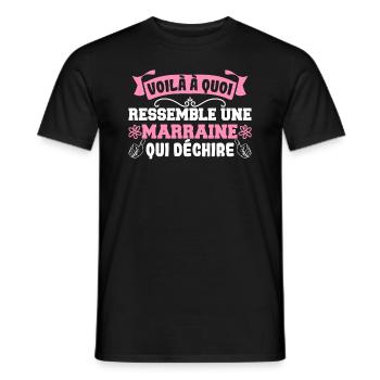 Voilà à quoi ressemble une Marraine qui déchire - Männer T-Shirt - Schwarz - Vorne - AI Model Male 178 light (178cm)