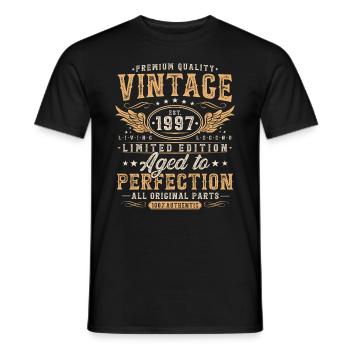 Millésime 1997 Vintage Born Cadeau d’anniversaire - T-shirt homme - noir - Devant - AI Model Male 178 light (178cm)