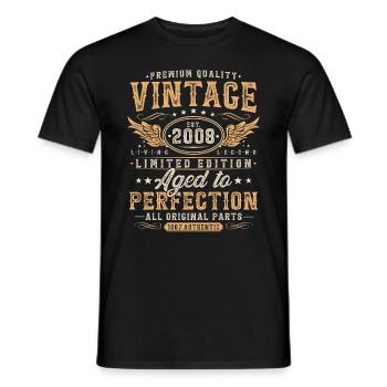 Vintage 2008 Vintage Born Birthday Gift - Men's T-Shirt - black - Front - AI Model Male 178 light (178cm)