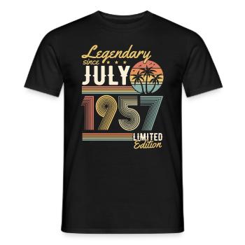 Millésime juillet 1957 Rétro vintage anniversaire - T-shirt homme - noir - Devant - AI Model Male 178 light (178cm)