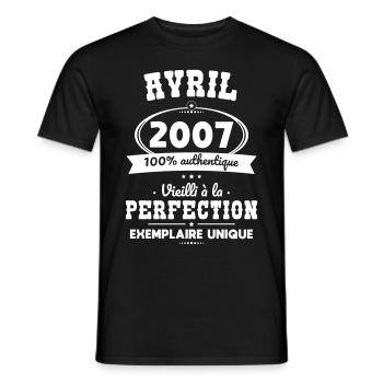 18th Birthday - April 2007 Perfection - Men's T-Shirt - black - Front - AI Model Male 178 light (178cm)