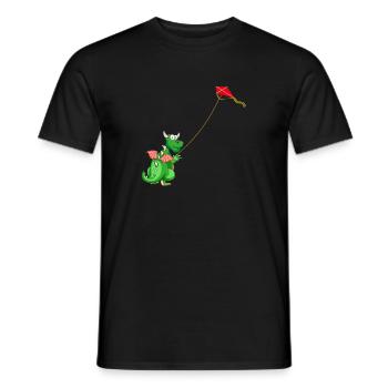 Drache lässt eine Drachen steigen - Männer T-Shirt - Schwarz - Vorne - AI Model Male 178 light (178cm)