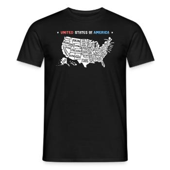 American Map Graphic Art - Men's T-Shirt - black - Front - AI Model Male 178 light (178cm)