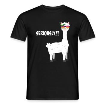 Alpaka, Lama lustiges seriously? Motiv - Männer T-Shirt - Schwarz - Vorne - AI Model Male 178 light (178cm)