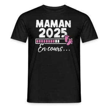 Maman 2025 En Cours - T-shirt homme - noir - Devant - AI Model Male 178 light (178cm)