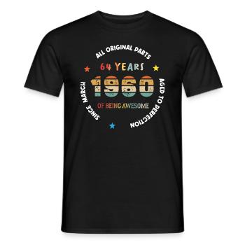 64 Jahre alt Baujahr 1960 Jahrgang März 1960 - Männer T-Shirt - Schwarz - Vorne - AI Model Male 178 light (178cm)