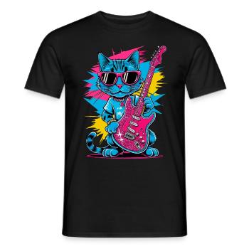 Glamrock Katze - Männer T-Shirt - Schwarz - Vorne - AI Model Male 178 light (178cm)