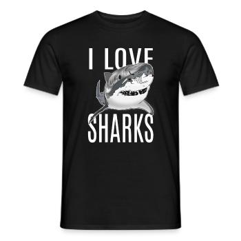 J'aime les requins - T-shirt homme - noir - Devant - AI Model Male 178 light (178cm)