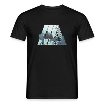 Retro dog trekking, dog walking in nature - Men's T-Shirt - black - Front - AI Model Male 178 light (178cm)