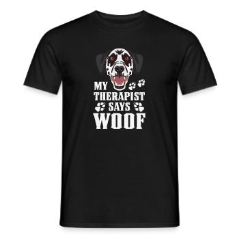 Mon thérapeute fait du wuff, Dalmatien - T-shirt homme - noir - Devant - AI Model Male 178 light (178cm)