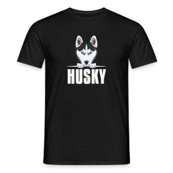 Husky souriant - T-shirt homme - noir - Devant - AI Model Male 178 light (178cm)
