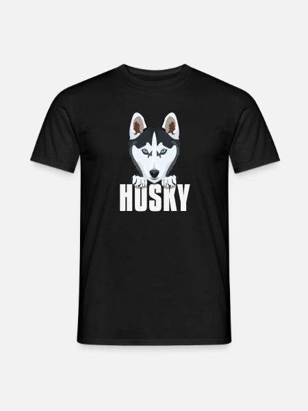 Lächelnder Husky - Männer T-Shirt - Schwarz