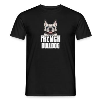Bouledogue français souriant - T-shirt homme - noir - Devant - AI Model Male 178 light (178cm)