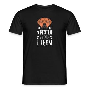 4 Paws 2 Feet 1 Team, Rhodesian Ridgeback - Men's T-Shirt - black - Front - AI Model Male 178 light (178cm)
