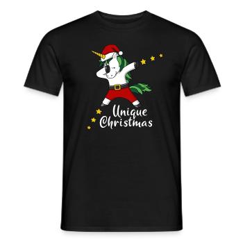 unique christmas Christmas unicorn unicorn dab - Men's T-Shirt - black - Front - AI Model Male 178 light (178cm)