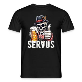 Bayern Servus Totenkopf Bier Lustig Bayerisch - Männer T-Shirt - Schwarz - Vorne - AI Model Male 178 light (178cm)