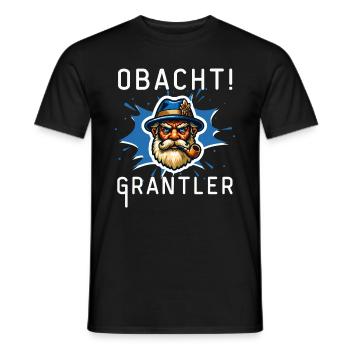 Obacht Bayerischer Grantler Lustige Sprüche Bayern - Männer T-Shirt - Schwarz - Vorne - AI Model Male 178 light (178cm)