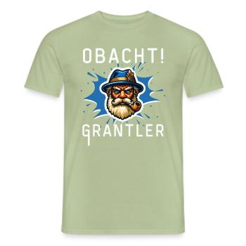 Obacht Bayerischer Grantler Lustige Sprüche Bayern - Männer T-Shirt - Sage - Vorne - AI Model Male 178 light (178cm)