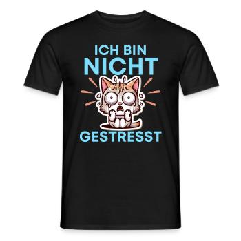 Katze Stress Bürohumor Lustig Sprüche - Männer T-Shirt - Schwarz - Vorne - AI Model Male 178 light (178cm)