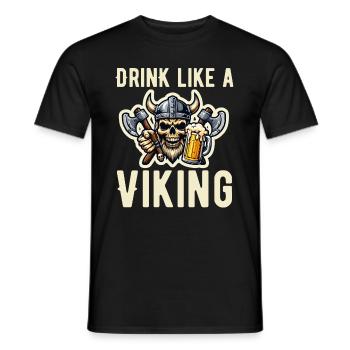Drinking Beer Like a Viking - For Valhalla - Men's T-Shirt - black - Front - AI Model Male 178 light (178cm)