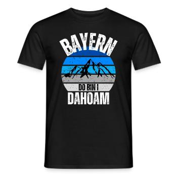 Bayern Berge Alpen Dahoam Heimat Dialekt Wandern - Männer T-Shirt - Schwarz - Vorne - AI Model Male 178 light (178cm)