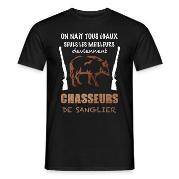 Chasseur De Sanglier Cadeau Drôle - T-shirt homme - noir - Devant - AI Model Male 178 light (178cm)