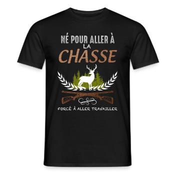 Né Pour La Chasse Au Gros Gibier - T-shirt homme - noir - Devant - AI Model Male 178 light (178cm)