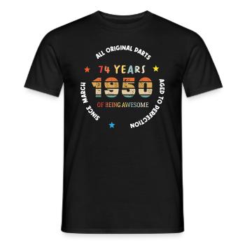 74 Years Old Made In 1950 Vintage March 1950 - Men's T-Shirt - black - Front - AI Model Male 178 light (178cm)