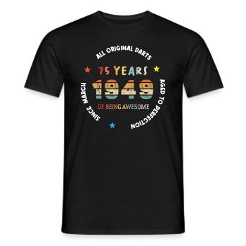 75 Years Old Made In 1949 Vintage March 1949 - Men's T-Shirt - black - Front - AI Model Male 178 light (178cm)