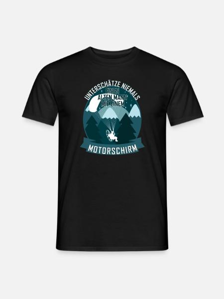 Never underestimate an old man paramotor - Men's T-Shirt - black