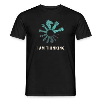 Chess Player Thinking Chess Funny - Men's T-Shirt - black - Front - AI Model Male 178 light (178cm)