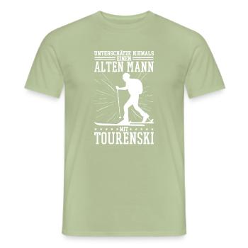 Skitouren - Skitour Tourenski - Männer T-Shirt - Sage - Vorne - AI Model Male 178 light (178cm)