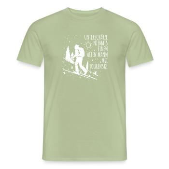 Tourengeher Skitouren Skitour Tourenski - Männer T-Shirt - Sage - Vorne - AI Model Male 178 light (178cm)