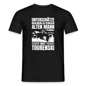Unterschätze Nie Alten Mann Tourenski - Skitour - Männer T-Shirt - Schwarz - Vorne - AI Model Male 178 light (178cm)