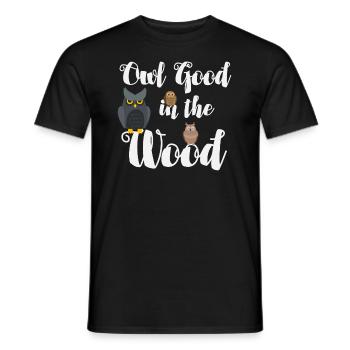 Eule gut im Wald - Männer T-Shirt - Schwarz - Vorne - AI Model Male 178 light (178cm)