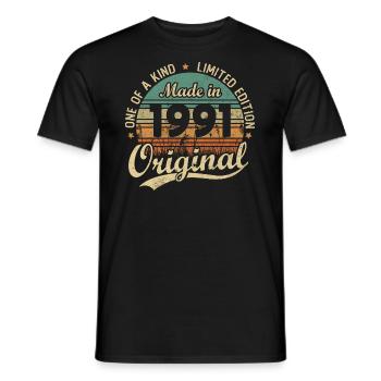Vintage Rétro Cadeau D’anniversaire 1991 Vintage - T-shirt homme - noir - Devant - AI Model Male 178 light (178cm)