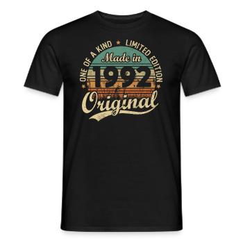 Vintage Rétro Cadeau D’anniversaire 1992 Vintage - T-shirt homme - noir - Devant - AI Model Male 178 light (178cm)