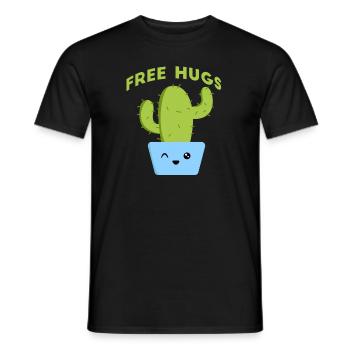 Câliner le cactus. Câlins gratuits - T-shirt homme - noir - Devant - AI Model Male 178 light (178cm)