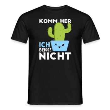 Komm her, ich beiße nicht. Kuscheln Kaktus - Männer T-Shirt - Schwarz - Vorne - AI Model Male 178 light (178cm)