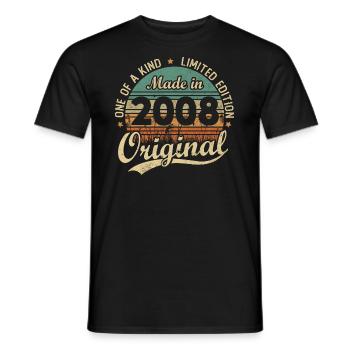 Vintage Rétro Cadeau D’anniversaire 2008 Vintage - T-shirt homme - noir - Devant - AI Model Male 178 light (178cm)