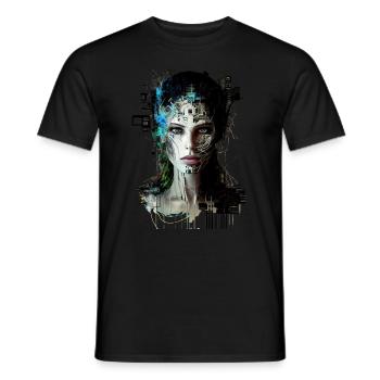 AI Art | Cyborg Woman - Männer T-Shirt - Schwarz - Vorne - AI Model Male 178 light (178cm)