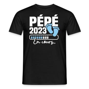 Pépé 2023 en cours, Cadeau Futur Papy - T-shirt homme - noir - Devant - AI Model Male 178 light (178cm)