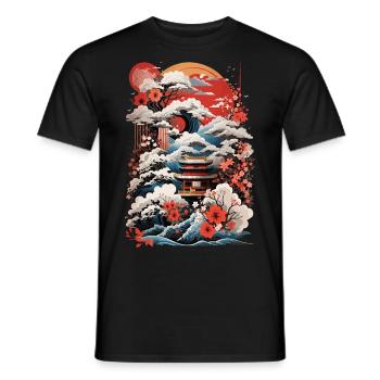 Japanischer Bergblüten-Schnee - Männer T-Shirt - Schwarz - Vorne - AI Model Male 178 light (178cm)
