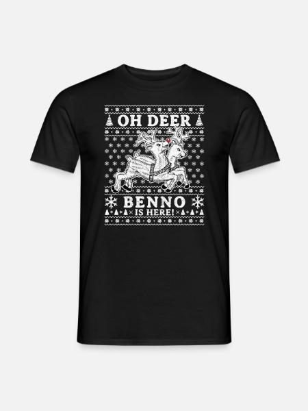 Oh Deer - Benno is here Ugly Weihnachten - Männer T-Shirt - Schwarz